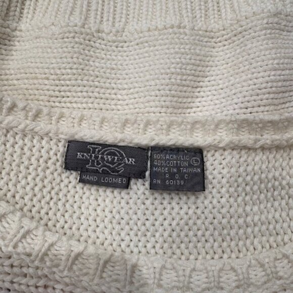 VINTAGE 1980s LQ Knitwear Hand Loomed Vibrant Sweater – Size Large - Picture 8 of 9